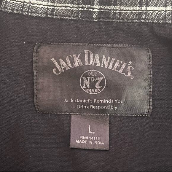 Jack Daniels Tennessee Whiskey Western Shirt Men’s Large Black Pearl Snap Cowboy - Picture 6 of 10